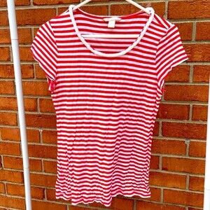 Banana Republic Striped Shirt with white shells around collar Red White Stripes